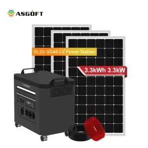 3.3kWh 3.3kW Solar Power Station Generator, Portable Electric Power Station Generator for Outdoor Home Work Appliances