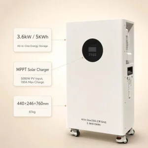 3.6Kw Hybrid Grid Solar Inverter 5Kwh LiFePO4 Battery Energy Storage Unit 92.7% Max Efficiency Wide 40 450V Mppt Working Voltage