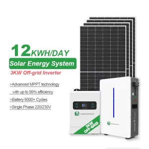 3000W Hybrid Off-Grid Inverter 5Kwh Lifepo4 Battery MPPT Controller Solar Energy System for Home Use