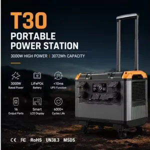 3000W LiFePO4 Solar MPPT Portable Power Station with Pure Sine Wave Backup Energy Storage Car