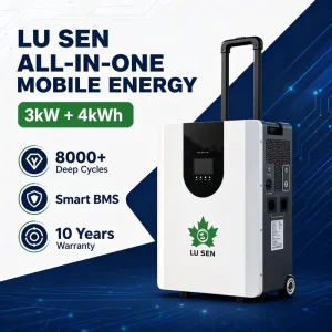 3000W Off-Grid Solar Backup Power 4kWh, Mobile Trolley LiFePO4 Energy Storage Station