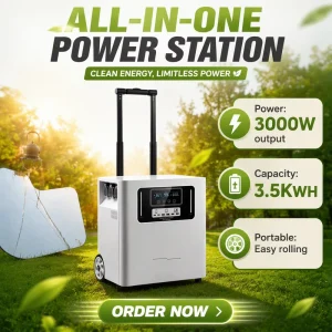 3000W Solar Power LiFePO4 Portable Power Station Mobile Lithium Battery Pack Solar Generator for Home Camping Outdoor Emergency