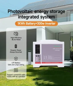 300W Off Grid Solar Kit with 1kWh LiFePO4 Batteries Pure Sine Wave Inverter MPPT Controller Dual USB Interfaces