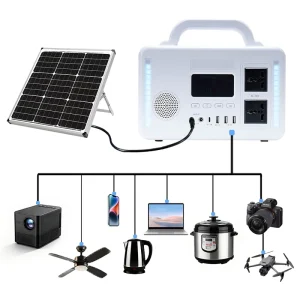 300W Pure Sine Wave Outdoor Camping Power Station Portable Lithium Solar Generator 192Wh with Bluetooth Audio Solar Panel Source
