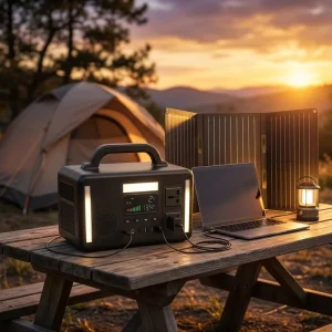 300W Solar Power Station Portable with 30W Foldable Solar Panel 384WH LiFePO4 Battery Pack Home Generator Solar Video Generator
