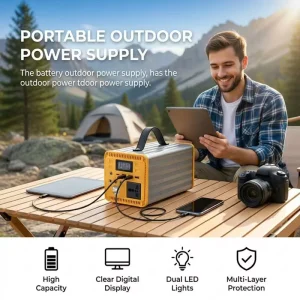 300Wh LiFePO4 Portable Power Station Solar Generator Pure Sine Wave MPPT Jump Starter Fast Charging Cigar Lighter