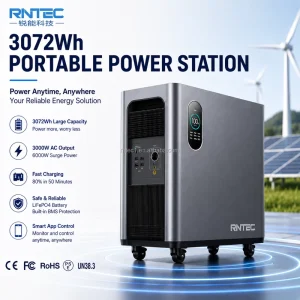 3072Wh LiFePO4 Portable Power Station 3000W Pure Sine Wave Solar Generator 17 Outputs UPS <12ms for Home Backup Outdoor RV