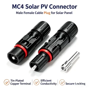 经认证的太阳能连接器 30A 1000V 公 母头 ABS DC 适用于 2.5 4 6mm 太阳能光伏系统电缆插头