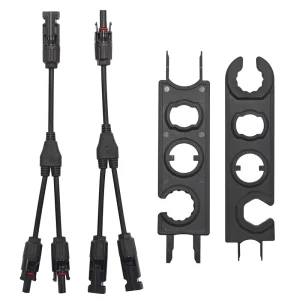 30A 4MM IP65 2 in 1 Y Type Solar Parallel Connection Cable Branch Solar Panel Connector 1 to 2 Cord With Wrench Tool