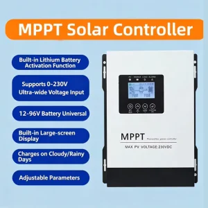 30A/60A/120A MPPT Solar Charge Controller for 12V/24V/36V/48V/60V/72V/84V/96V Systems, Optional 230V Maximum PV Input
