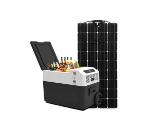 30L Side by side Solar Powered Compressor Refrigerator Freezer with 50W Solar Panel Kits for Outdoor Use
