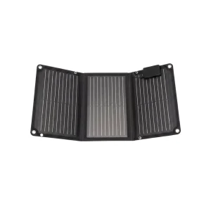 30W 3 Fold Foldable Monocrystalline ETFE Waterproof Solar Panel USB + Type-C Charger (Black) for Camping & Motorhome