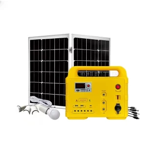 30W Portable Solar Lighting System Outdoor Camping Power Station with LED Torches TV Charging FM MP3 and Lithium Ion Battery
