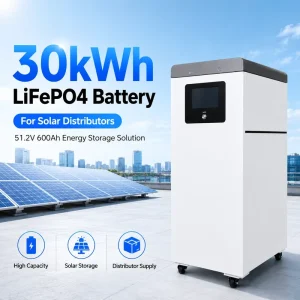 30kWh 51.2V 600Ah Slim Vertical LiFePO4 Solar Battery 200A Energy Storage System