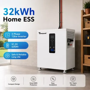 32.76kWh 20-30KW 3 Phase 51.2V 628Ah LiFePO4 Built-In 300A BMS CAN All-In-One Home Energy Storage System