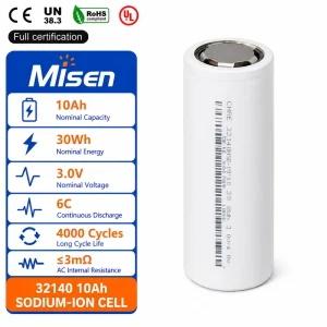 32140 3.0V 10Ah Sodium Ion Battery Cell 6C High Rate 4000 Cycles Rechargeable Cylindrical Cell for Energy Storage