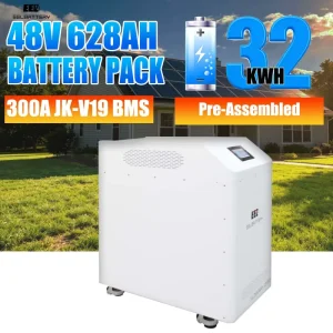 32KWH Stand off Grid LiFePO4 Lithium Cells Battery Pack JK 300A V19 BMS+EVE MB56 for Solar Home Energy Storage Backup System