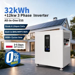 32kWh 28kWh 3 Phase 12KW All In One LiFePO4 Battery Home Solar Energy Storage System OEM Supplier