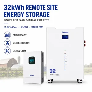 32kWh LiFePO4 Stackable Wall-Mounted Solar Battery 51.2V Hybrid Grid Home Energy Storage System for Home Power Backup