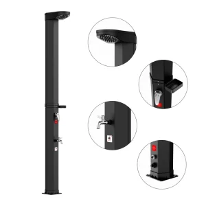 35L PVC Hexagonal Solar Outdoor Shower Modern Pool Garden Beach Solar Heated Shower Column with Soap Holder OEM ODM Supplier
