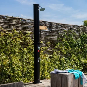 35L Round Outdoor Black Beach Shower PVC ABS Solar Garden Solar Outdoor Pool Shower with Foot Faucet OEM ODM Factory