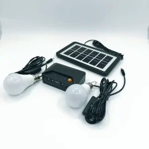 3W Solar Panel with Two Hanging Bulbs and Mobile Phone Charger Portable Home Lighting Kit Solar LED Light System