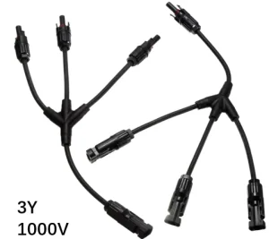 3Y型太阳能分支连接器，1转3分路器电缆，1000V，适用于太阳能电池板系统并联连接