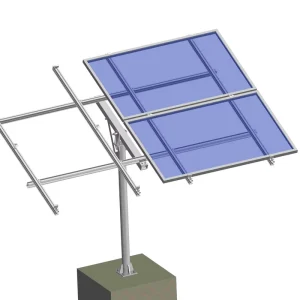 4 Panels Single Pole HDG Steel Solar Ground Mounting Structure Residential PV Panel Bracket 25-Year Warranty 60M/S Wind Load