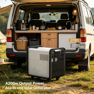4000Wh Hybrid Grid LiFePO4 Portable Power Station with Pure Sine Wave and Solar Charging for Outdoor Camping Home Emergency Use