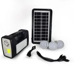 4000mAh Lead-Acid Solar Power Generator 3W with 3 LED Bulbs, Home System, USB Charger, Emergency Light
