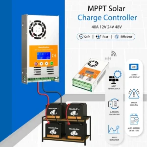 40A MPPT Solar Charge Controller with WiFi Auto-Sensing 12V 24V 48V for Lead-Acid Batteries