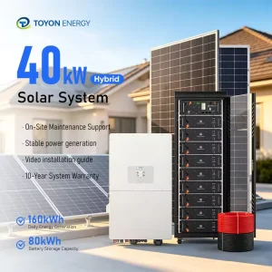 40KW 80KWH 3 Phase Hybrid Solar Battery Household Energy Storage System With Deep Cycle Lithium Battery