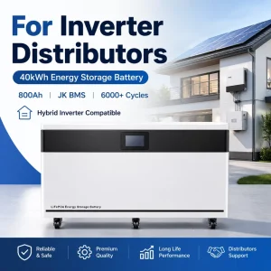 40kWh 800Ah LiFePO4 Solar Battery for Inverter Distributors CAN RS485 RS232 Hybrid Inverter Systems