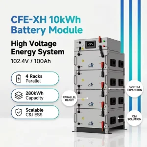 40kWh LiFePO4 High Voltage Stackable Storage System 8000 Cycles IP65 off Grid for Industrial PV