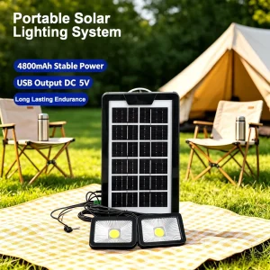 4800mAh All in One Solar Light Kit 4W6V Solar Panel Outdoor Camping Power Light