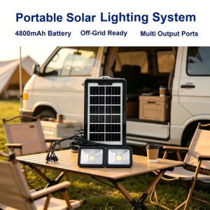 4800mAh Built-in Battery Solar Lighting Kit 4W6V Solar Panel Outdoor Travel Camp Emergency Lighting System