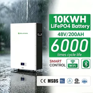 48V 200Ah 9.6kWh Wall Mounted LiFePO4 Solar Battery Energy Storage System for Solar Power