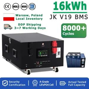 48V 51.2V 314AH Lifepo4 Battery JK V19 BMS with Heating 8000+Cycles Lithium Battery for Home Off Grid Power Systems