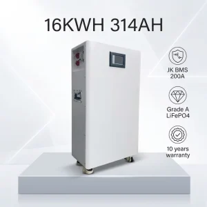 48V/51.2V LiFePO4 Vertical Battery Box DIY Kit JK 200A BMS 280/314Ah Capacity 15KWH Home Energy Storage Double Insurance