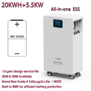 48V(51.2V) 20KWh 392Ah All in one Energy Storage Inverter Home Solar PV LiFePO4 Lithium Ion Battery Pack 5.5KW CAN Hybrid Grid
