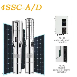 4SSC A D 6-36m/h Flow 19-255m Head Lift Stainless Steel Impeller Brushless AC DC Solar Submersible High Efficiency Energy Pump
