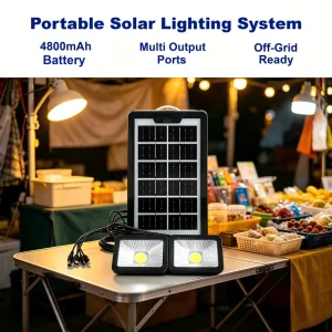 4W6V Solar Panel Power Lighting Kit 4800mAh Storage Battery USB Output Mobile Charging