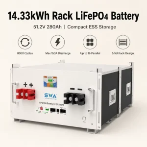 5.12kWh 51.2V 100Ah LiFePO4 Rack Mounted Solar Storage Battery Expandable Smart BMS 6000 Cycles CE 5 10Yr Warranty