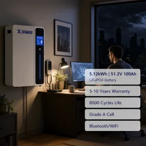5.12kWh 51.2V 100Ah LiFePO4 Wall Mounted Battery Powerwall Home Energy Storage for Residential Solar System