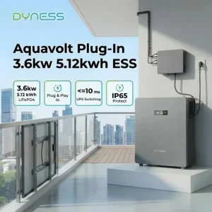 5.12kWh Balcony ESS Battery Aquavolt 8000 Cycles AI Smart Storage with 2.5kW AC Input Plug in