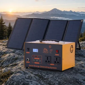 500 Watts 12V 60Ah Pure Sine Inverter Station Mobile Power Station Solar System with Flashlight for Camping Survival