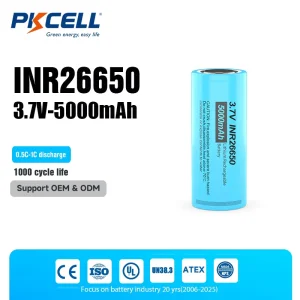 5000mAh INR26650 3.7V Rechargeable Li-Ion Battery for E-Bike Power Tools Solar Storage