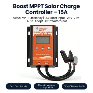 500W 1000W Boost MPPT Solar Charge Controller 24V 36V 48V 60V 72V Step Up PV Regulator Waterproof IP65 for Golf Cart E Bike