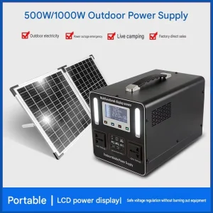 500W/1000W Outdoor Portable Power Station with LiFePO4 Battery Overload Protection &Foldable Solar Panels