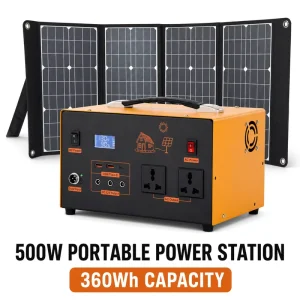 500W Portable Power Station 360Wh Solar Generator for Tailgating Picnic Camping Road Trip RV Travel Outdoor Party Use
